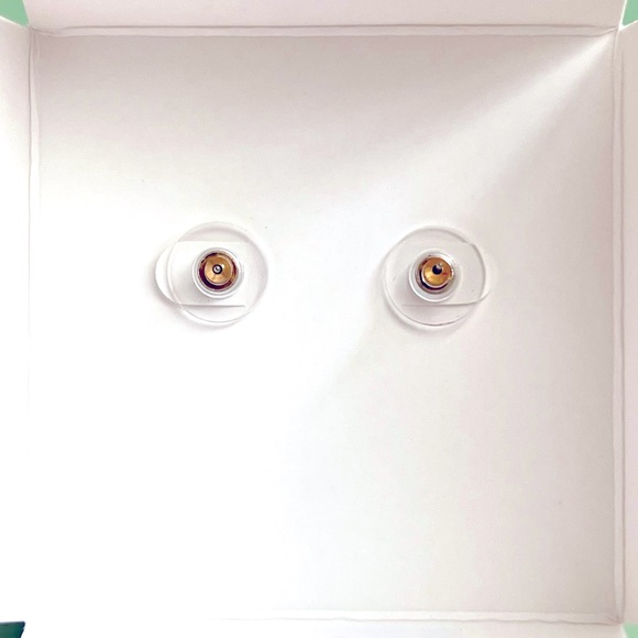 NWT Kate Spade ♠️ Sunburst Design Clear Post Earrings with Gold Accents & Backs - Picture 4 of 4